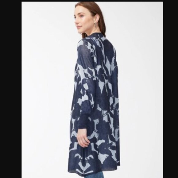 Chico's Jacquard Abstract Floral Long Cardigan Size XXL Lightweight Side Slits - Picture 13 of 14